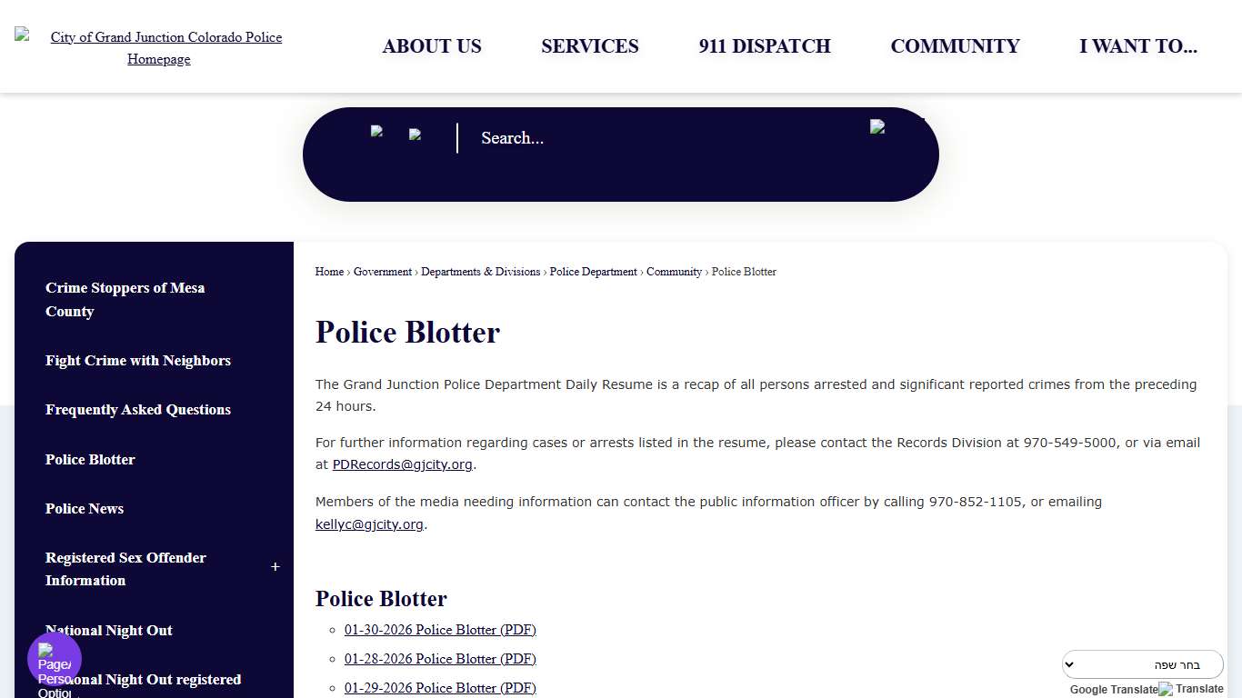 Police Blotter Grand Junction, CO