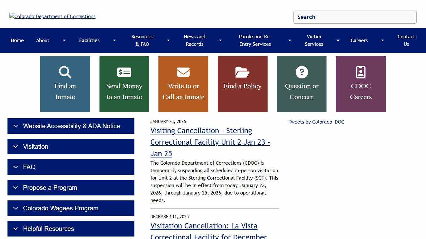 Home Colorado Department of Corrections